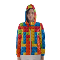 Lego Bricks, Colorful Dots Background Women s Hooded Windbreaker by kyorashop23