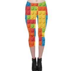 Lego Bricks, Colorful Dots Background Capri Leggings  by kyorashop23