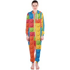 Lego Bricks, Colorful Dots Background Hooded Jumpsuit (ladies)