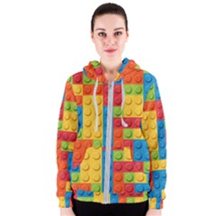 Lego Bricks, Colorful Dots Background Women s Zipper Hoodie