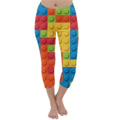 Lego Bricks, Colorful Dots Background Capri Winter Leggings 