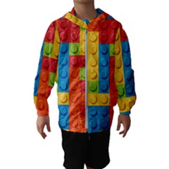 Lego Bricks, Colorful Dots Background Kids  Hooded Windbreaker