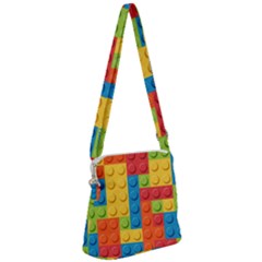 Lego Bricks, Colorful Dots Background Zipper Messenger Bag by kyorashop23