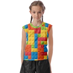 Lego Bricks, Colorful Dots Background Kids  Raglan Cap Sleeve T-shirt by kyorashop23