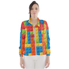 Lego Bricks, Colorful Dots Background Women s Windbreaker