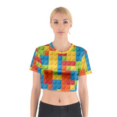 Lego Bricks, Colorful Dots Background Cotton Crop Top by kyorashop23