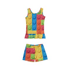 Lego Bricks, Colorful Dots Background Kids  Boyleg Swimsuit by kyorashop23