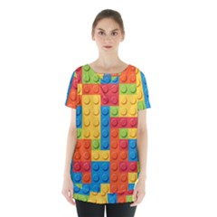 Lego Bricks, Colorful Dots Background Skirt Hem Sports Top