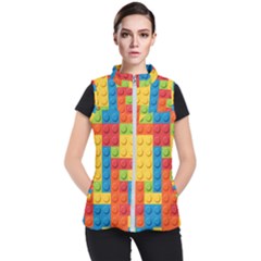 Lego Bricks, Colorful Dots Background Women s Puffer Vest