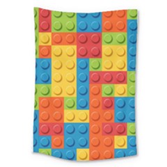 Lego Bricks, Colorful Dots Background Large Tapestry