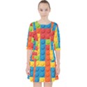 Lego Bricks, Colorful Dots Background Quarter Sleeve Pocket Dress View1