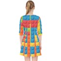 Lego Bricks, Colorful Dots Background Quarter Sleeve Pocket Dress View2