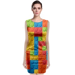 Lego Bricks, Colorful Dots Background Sleeveless Velvet Midi Dress