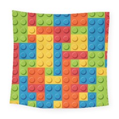 Lego Bricks, Colorful Dots Background Square Tapestry (large)