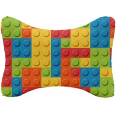 Lego Bricks, Colorful Dots Background Seat Head Rest Cushion by kyorashop23