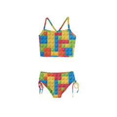 Lego Bricks, Colorful Dots Background Girls  Tankini Swimsuit by kyorashop23