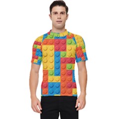 Lego Bricks, Colorful Dots Background Men s Short Sleeve Rash Guard