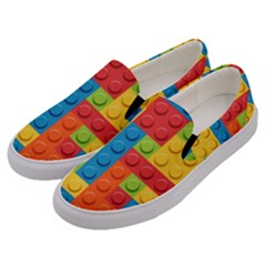 Lego Bricks, Colorful Dots Background Men s Canvas Slip Ons by kyorashop23