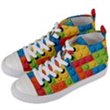 Lego Bricks, Colorful Dots Background Women s Mid-Top Canvas Sneakers View2