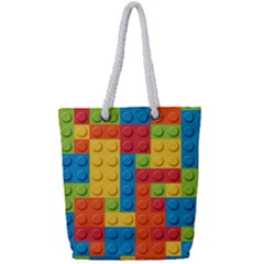 Lego Bricks, Colorful Dots Background Full Print Rope Handle Tote (small) by kyorashop23