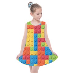 Lego Bricks, Colorful Dots Background Kids  Summer Dress by kyorashop23