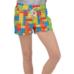 Lego Bricks, Colorful Dots Background Women s Velour Lounge Shorts by kyorashop23