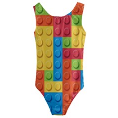 Lego Bricks, Colorful Dots Background Kids  Cut-out Back One Piece Swimsuit by kyorashop23