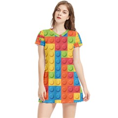 Lego Bricks, Colorful Dots Background Women s Sports Skirt by kyorashop23