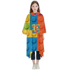 Lego Bricks, Colorful Dots Background Kids  Hooded Rain Ponchos by kyorashop23