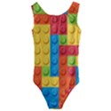 Lego Bricks, Colorful Dots Background Kids  Cut-Out Back One Piece Swimsuit View1