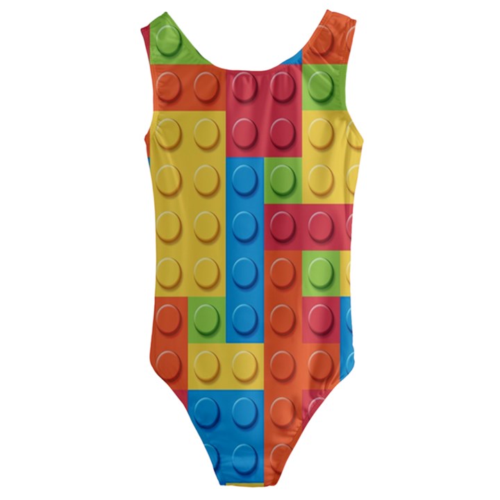 Lego Bricks, Colorful Dots Background Kids  Cut-Out Back One Piece Swimsuit