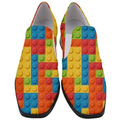 Lego Bricks, Colorful Dots Background Women Slip On Heel Loafers by kyorashop23