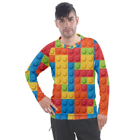 Lego Bricks, Colorful Dots Background Men s Pique Long Sleeve T-shirt by kyorashop23