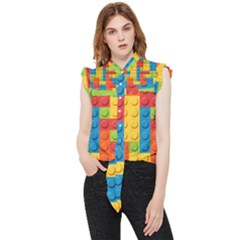 Lego Bricks, Colorful Dots Background Frill Detail Shirt