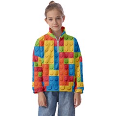 Lego Bricks, Colorful Dots Background Kids  Half Zip Hoodie by kyorashop23