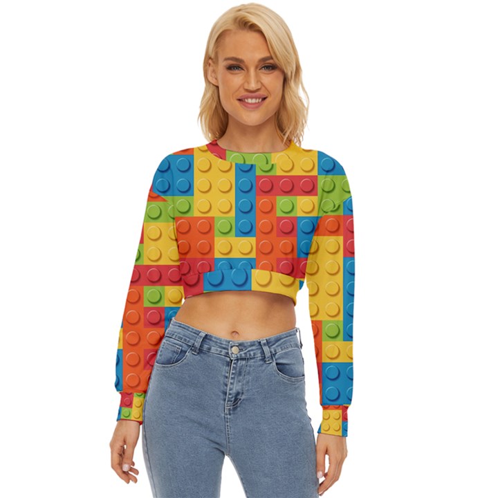 Lego Bricks, Colorful Dots Background Lightweight Long Sleeve Sweatshirt