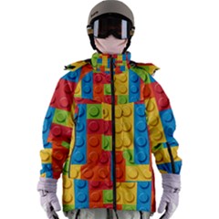 Lego Bricks, Colorful Dots Background Women s Zip Ski And Snowboard Waterproof Breathable Jacket by kyorashop23