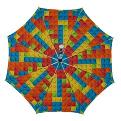 Lego Bricks, Colorful Dots Background Automatic Folding Umbrella With Case (medium)