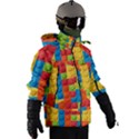 Lego Bricks, Colorful Dots Background Men s Zip Ski and Snowboard Waterproof Breathable Jacket View3