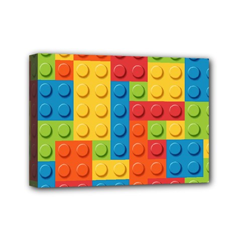 Lego Bricks, Colorful Dots Background Mini Canvas 7  X 5  (stretched) by kyorashop23