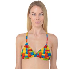 Lego Bricks, Colorful Dots Background Reversible Tri Bikini Top by kyorashop23