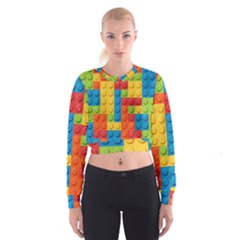 Lego Bricks, Colorful Dots Background Cropped Sweatshirt