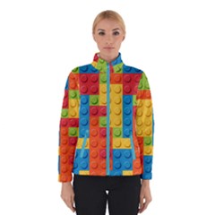 Lego Bricks, Colorful Dots Background Women s Bomber Jacket