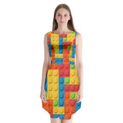 Lego Bricks, Colorful Dots Background Sleeveless Chiffon Dress   by kyorashop23