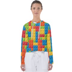 Lego Bricks, Colorful Dots Background Women s Slouchy Sweat