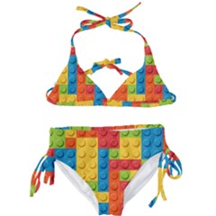 Lego Bricks, Colorful Dots Background Kids  Classic Bikini Set by kyorashop23