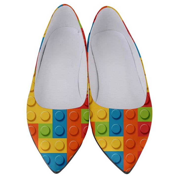 Lego Bricks, Colorful Dots Background Women s Low Heels