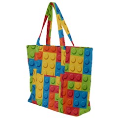 Lego Bricks, Colorful Dots Background Zip Up Canvas Bag