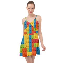 Lego Bricks, Colorful Dots Background Summer Time Chiffon Dress by kyorashop23