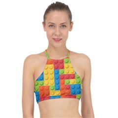 Lego Bricks, Colorful Dots Background Halter Bikini Top by kyorashop23